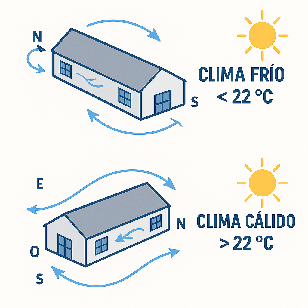Dirección de Luz y Ventilación en galpon de pollos